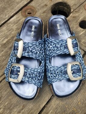 Nine West Striped Blue And White  Women's Sandal